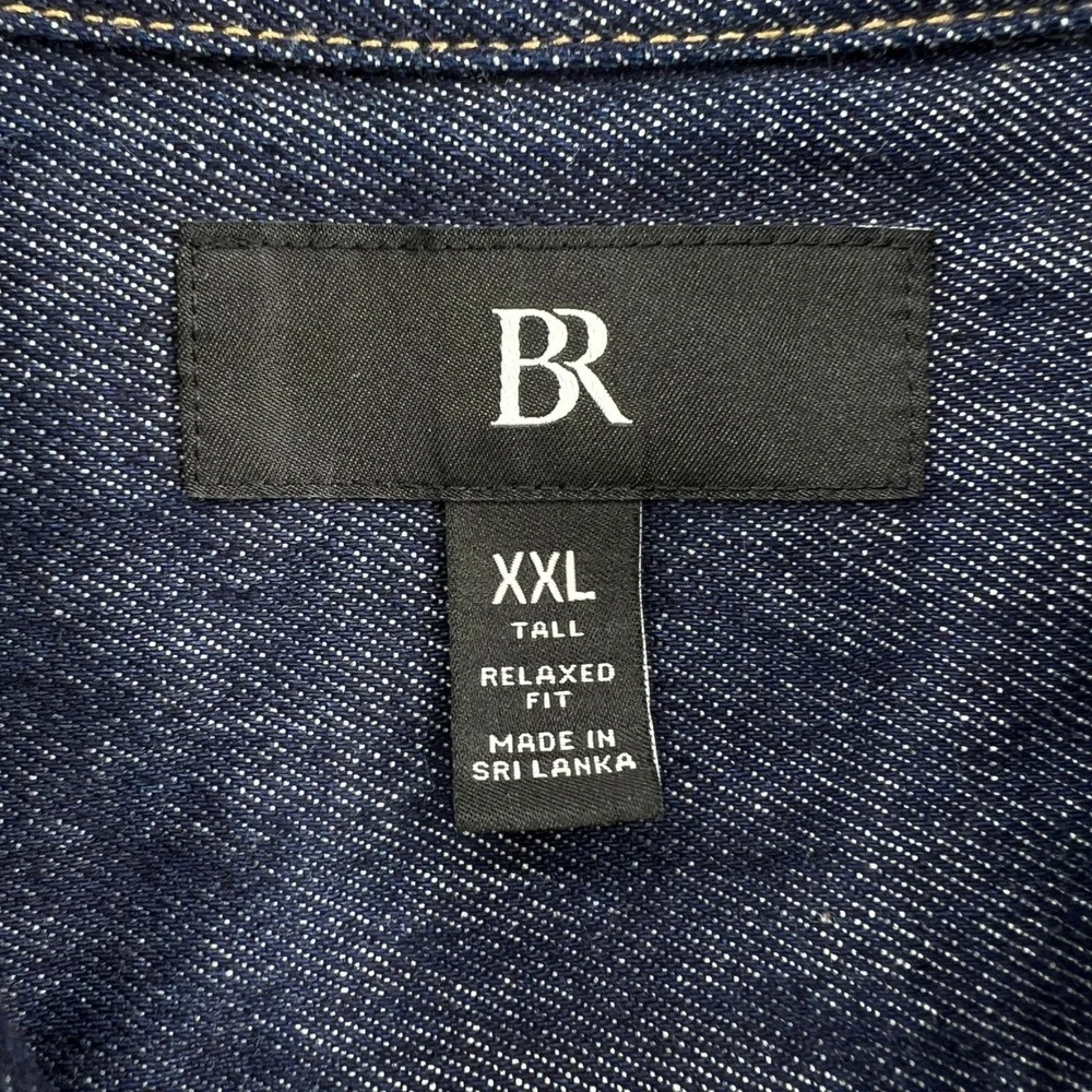 Banana Republic Denim Overshirt Men XXL Tall Blue Relaxed Fit Workwear Dark Wash